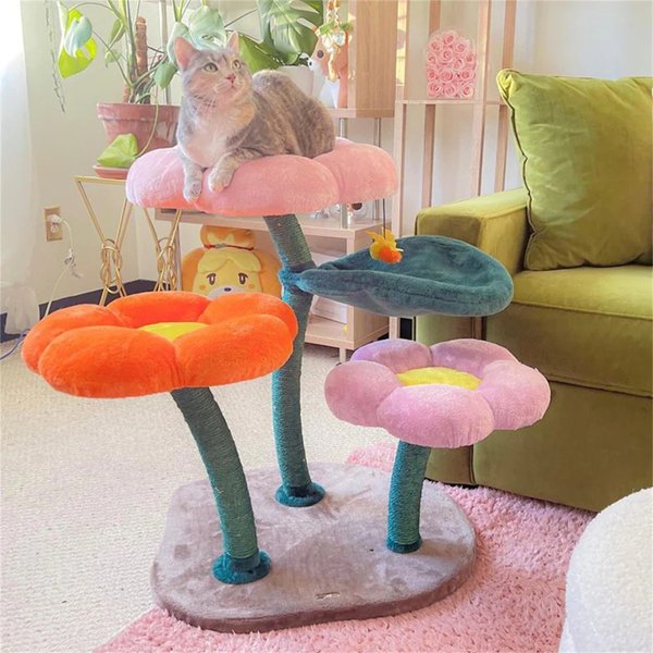 Show full view: Happy & Polly Bloomy Flower 24-in Plush Cat Tree, Large slide 3 of 9