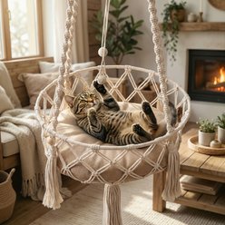 Happy & Polly Bohemia Style Cat Hammock with Removable Cover, Beige, Medium slide 2 of 9