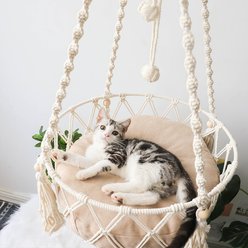 Happy & Polly Bohemia Style Cat Hammock with Removable Cover, Beige, Medium