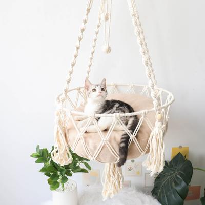 Show full view: Happy & Polly Bohemia Style Cat Hammock with Removable Cover, Beige, Medium slide 2 of 10