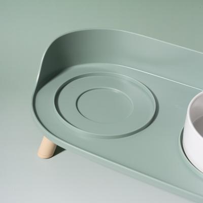 Show full view: Happy & Polly Bone China Elevated Double Cat Bowl Set, Green slide 4 of 7