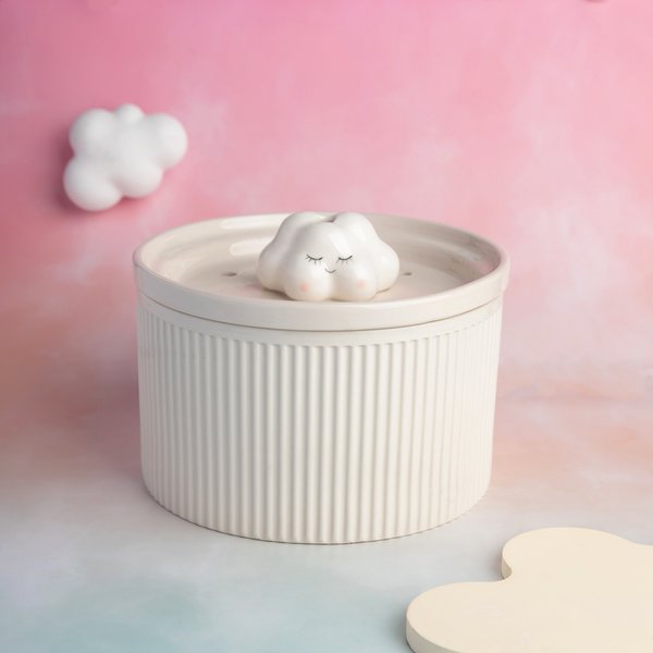 Happy & Polly Cloud Non-skid Ceramic Dog & Cat Water Fountain, 50-oz