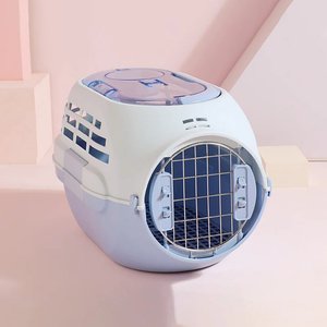 Happy & Polly Double-Door Top & Front Entry Airbox Cat Carrier Bag, Blue
