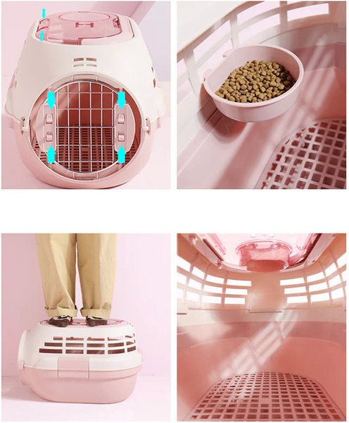 Show full view: Happy & Polly Double Door Airbox Cat Carrier Bag, Pink slide 7 of 10