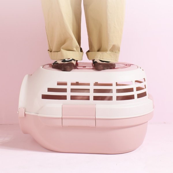 Show full view: Happy & Polly Double Door Airbox Cat Carrier Bag, Pink slide 4 of 10