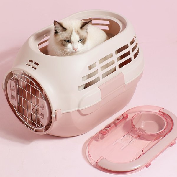 Show full view: Happy & Polly Double Door Airbox Cat Carrier Bag, Pink slide 3 of 10