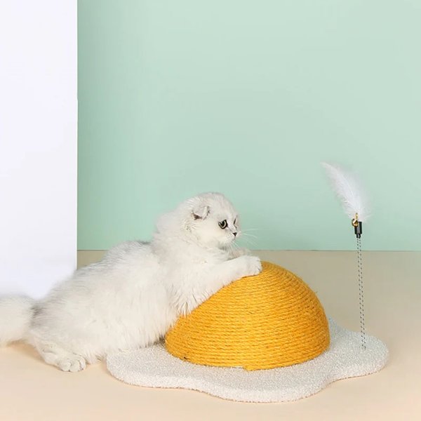 Show full view: Happy & Polly Egg Series Sisal Cat Scratcher Toy, Yellow, Large slide 3 of 11