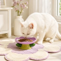 Happy & Polly Flower Shape Cat Plate, Purple
