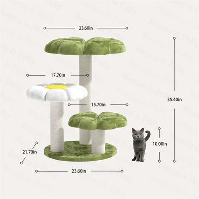Show full view: Happy & Polly Four Leaf Clover 35-in Plush Cat Tree, Green, Large slide 8 of 10