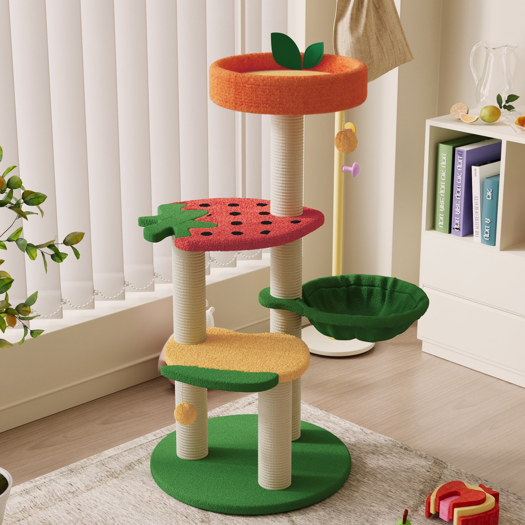 Happy & Polly Fruit World Plush Cat Tree, Medium, 41-in
