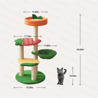 Show full view: Happy & Polly Fruit World Plush Cat Tree, Large, 41-in slide 7 of 9