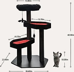 Happy & Polly Gothic Style 41.3-in Removable Cushion Plush Cat Tree, Red, Large slide 2 of 6