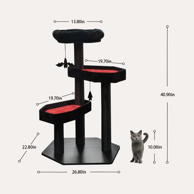 Show full view: Happy & Polly Gothic Style 41.3-in Removable Cushion Plush Cat Tree, Red, Large slide 6 of 9