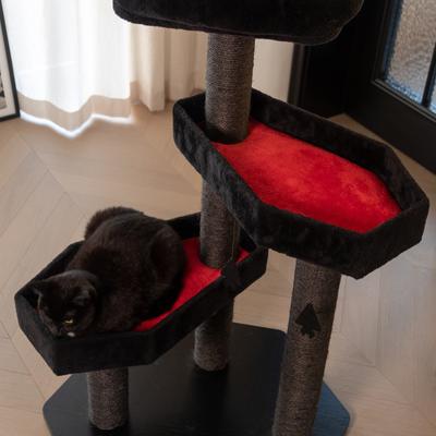 Show full view: Happy & Polly Gothic Style 41.3-in Removable Cushion Plush Cat Tree, Red, Large slide 3 of 9