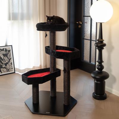 Show full view: Happy & Polly Gothic Style 41.3-in Removable Cushion Plush Cat Tree, Red, Large slide 5 of 9