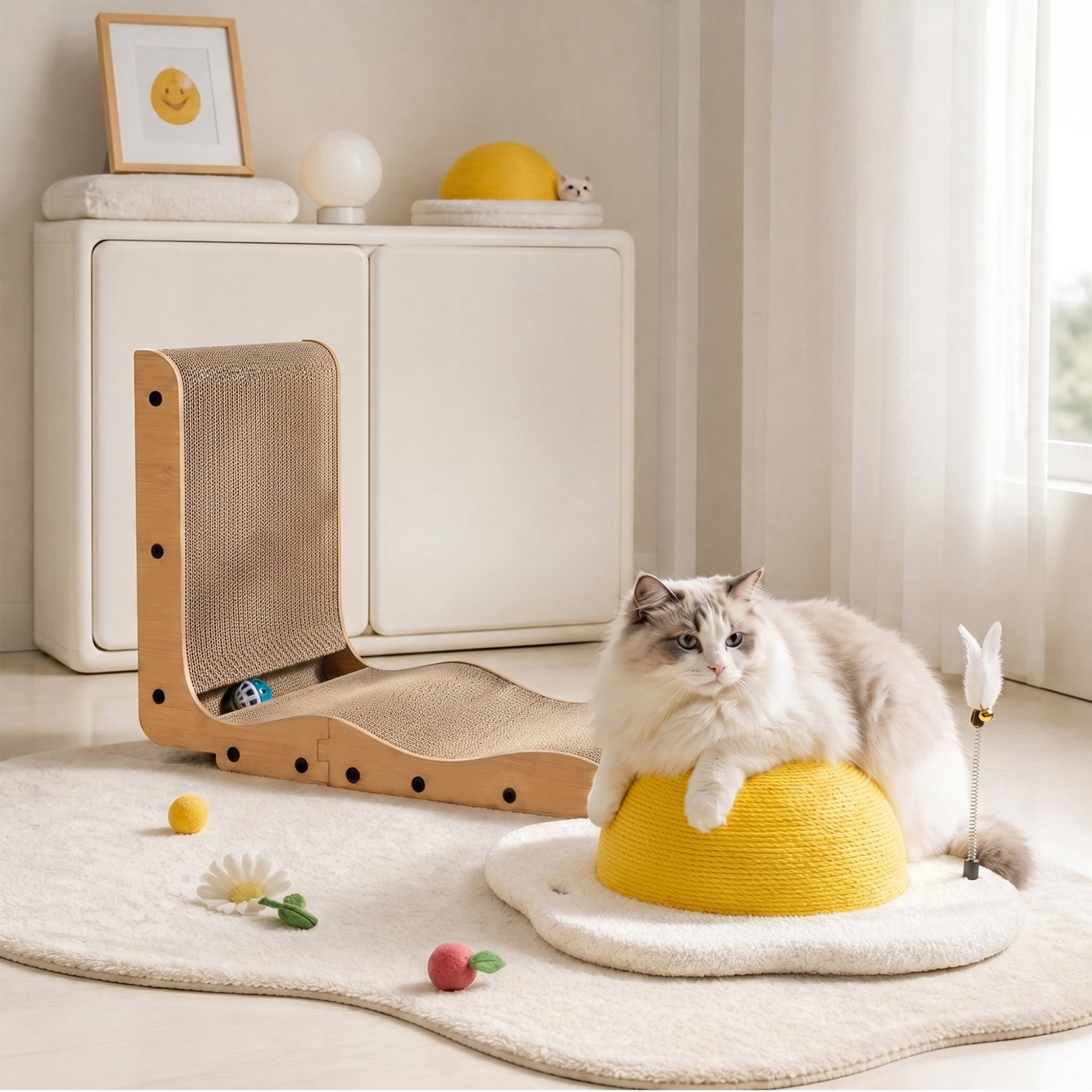 Happy & Polly L-Shape Scratcher & Egg Cat Scratcher Toy Set, 2 count, Large