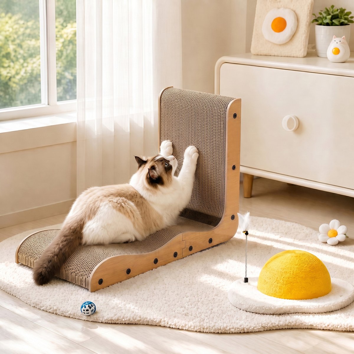 Happy & Polly L-Shape Scratcher & Egg Cat Scratcher Toy Set, 2 count, Medium