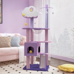 Happy & Polly Moonlight Deluxe 65-in Plush Cat Tree & Condo, Purple, Jumbo
