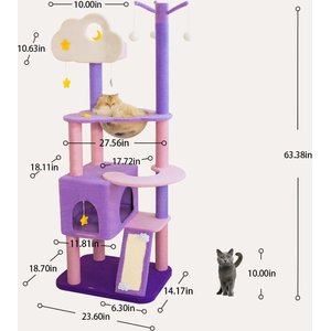 Happy & Polly Moonlight Deluxe 65-in Plush Cat Tree & Condo, Purple, Jumbo