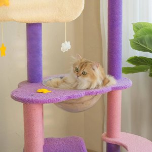 Happy & Polly Moonlight Deluxe 65-in Plush Cat Tree & Condo, Purple, Jumbo