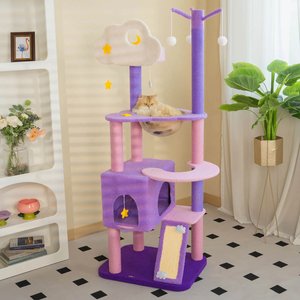 Happy & Polly Moonlight Deluxe 65-in Plush Cat Tree & Condo, Purple, Jumbo