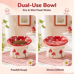 Happy & Polly Mushroom Meadow Ceramic Cat Elevated Water Bowl, 0.5-cup slide 2 of 9