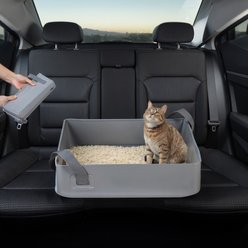 Happy & Polly Portable Foldable Cat Litter Box, Gray, Large
