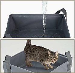 Happy & Polly Portable Foldable Cat Litter Box, Gray, Large slide 2 of 7