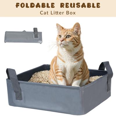 Show full view: Happy & Polly Portable Foldable Cat Litter Box, Gray, Large slide 2 of 7