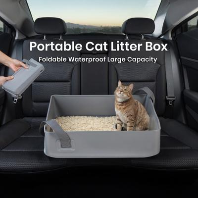 Show full view: Happy & Polly Portable Foldable Cat Litter Box, Gray, Large slide 4 of 7