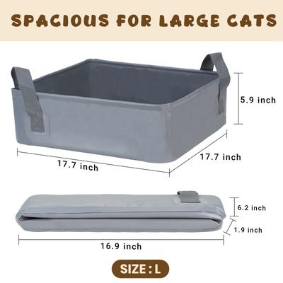 Show full view: Happy & Polly Portable Foldable Cat Litter Box, Gray, Large slide 3 of 7