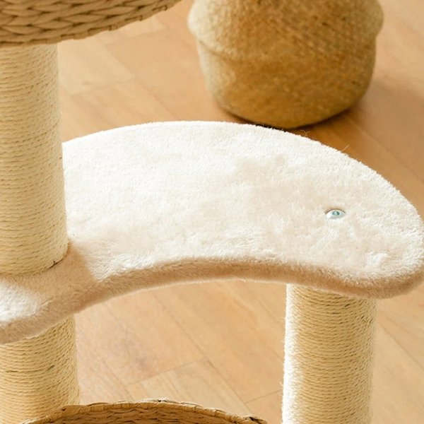 Show full view: Happy & Polly Sleeping in the Bowl 34.8-in Plush Cat Tree, Beige, Large slide 8 of 10