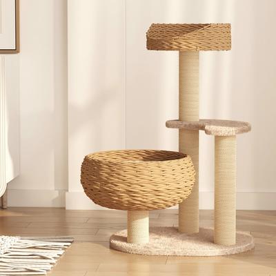 Show full view: Happy & Polly Sleeping in the Bowl 34.8-in Plush Cat Tree, Beige, Large slide 2 of 10