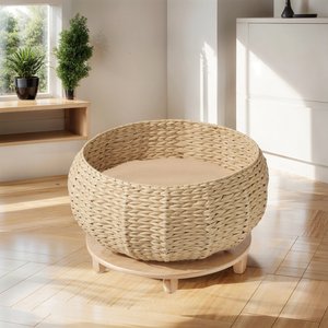 Happy & Polly Sleeping in The Bowl Cat Bed, Brown, Large