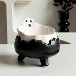 Happy & Polly Spooky Eleveated Cat Bowl, Black, 1-cup