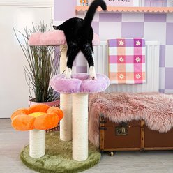 Happy & Polly Three Flower 35-in Plush Cat Tree, Large