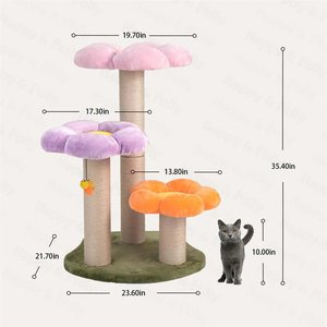 Happy & Polly Three Flower 35-in Plush Cat Tree, Large