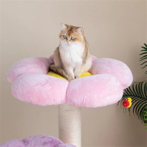 Happy & Polly Three Flower 35-in Plush Cat Tree, Large