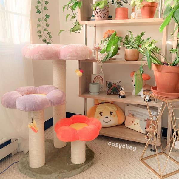 Show full view: Happy & Polly Three Flower 35-in Plush Cat Tree, Large slide 7 of 10