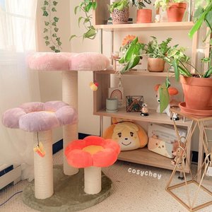 Happy & Polly Three Flower 35-in Plush Cat Tree, Large