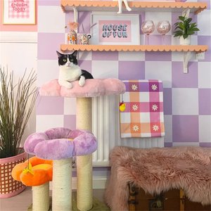 Happy & Polly Three Flower 35-in Plush Cat Tree, Large