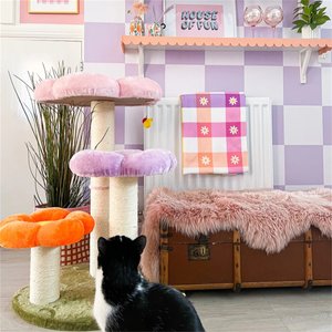 Happy & Polly Three Flower 35-in Plush Cat Tree, Large