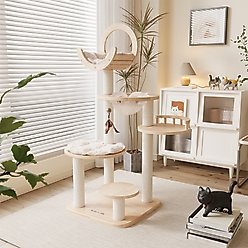 Happy & Polly Transformable 58-in Plush Cat Tree & Condo, Beige, Large
