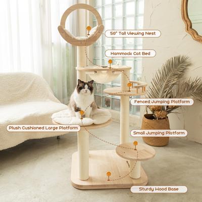 Show full view: Happy & Polly Transformable 58-in Plush Cat Tree & Condo, Beige, Large slide 4 of 10