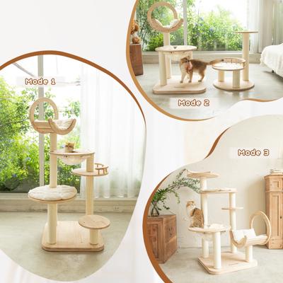 Show full view: Happy & Polly Transformable 58-in Plush Cat Tree & Condo, Beige, Large slide 5 of 10