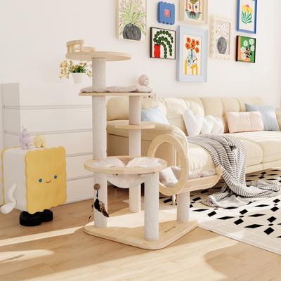 Show full view: Happy & Polly Transformable 58-in Plush Cat Tree & Condo, Beige, Large slide 2 of 10