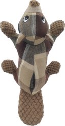 Happy Tails Plaid Beaver Dog Toy, Blue/Tan
