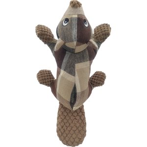 Happy Tails Plaids Plush Dog Toy - Beaver - 13" Length