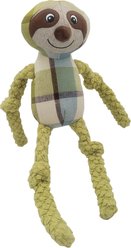 Happy Tails Plaid Sloth Dog Toy, Green