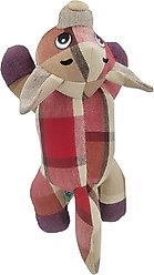 Happy Tails Plaid Wolf Dog Toy, Red/Tan
